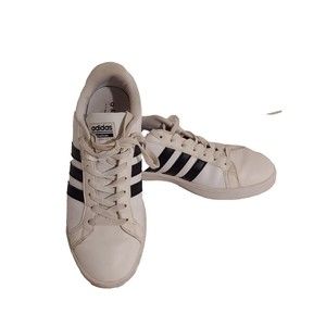 Adidas Neo Cloudfoam Womens Size 9 AW4287 White Leather With Black Stripes